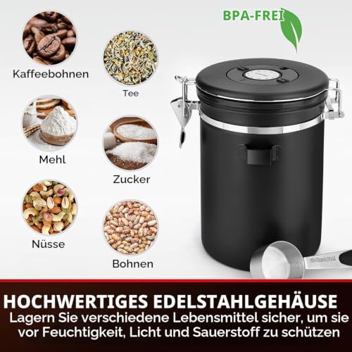 Foto von Miiepls Miepls Luftdichte Edelstahl Kaffeedose, Vakuum Kaffeedose