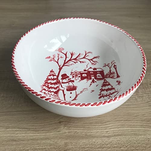 Tigela Natal Nórdico Boneco de Neve Vermelho - Feito a mão