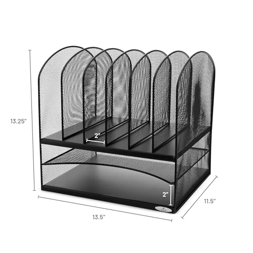 image for Safco Onyx Desk Organizer, 6 Vertical Compartments and 2 Trays, Office