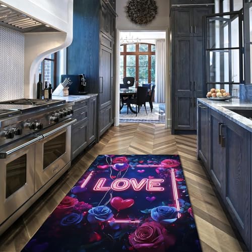 Tapis de la Saint Valentin bleu rouge grand format 180x270 - 3
