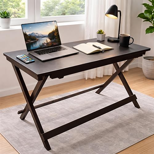 Image of fplus Teak Wood Folding Table 32x16x18 Inches | Foldable Side Table for Living Room, Bedroom & Balcony