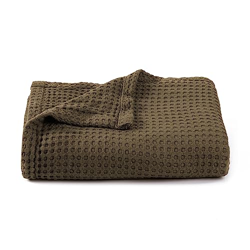 Kloovete 36” X 40” Inches Cooling Baby Waffle Weave Blanket, Ultra-Soft Lightweight Receiving Blanket for Newborn, Breathable Comfortable Baby Swaddle Blanket for Boys and Girls(Olive)