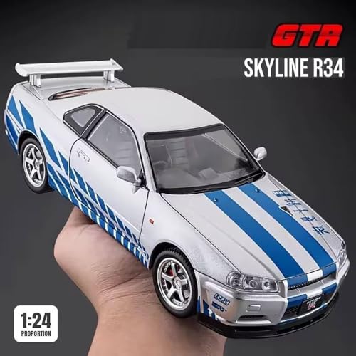 Image of 1:24 Skyliner Toy Car SKyliner Model Diecast Metal Cars Light Sound Pull Back Openable Door Cars for Kids