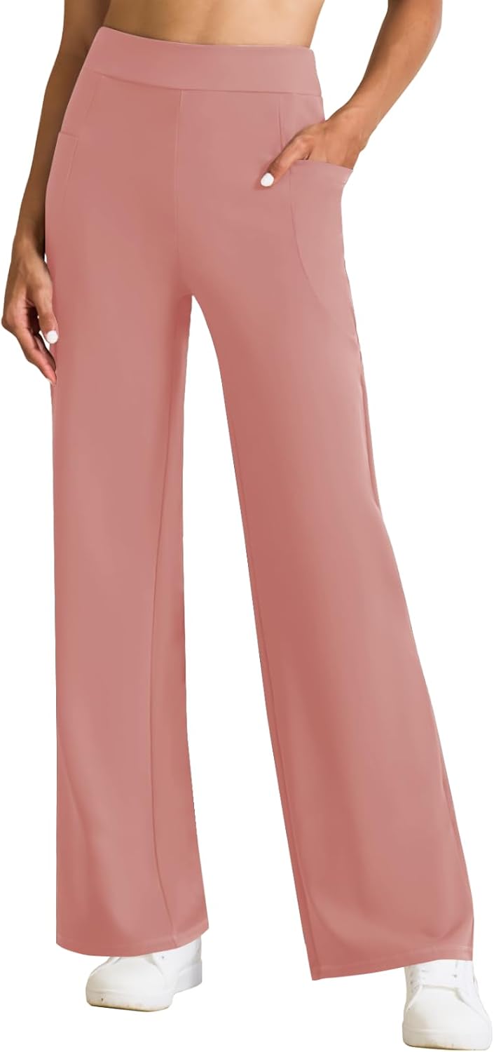 Wide Leg Yoga Pants Women High Waisted Loose Stretch Lounge Causal Work Workout Gym Trousers with Pockets - Image 2