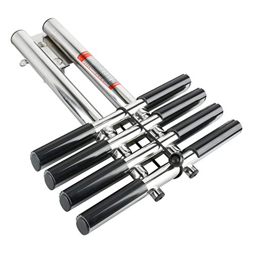 Dasmarine Heavy Duty 4 Steps Boat Marine Sport/Diver Ladder 316 Stainless Steel Dual Vertical Telescoping Tube With 2.75" Transom Mounting Extension Shim (4 Step Ladder) #TOP6