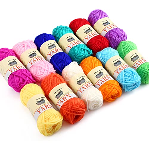 Yinsun 12 Skeins Acrylic Yarn Mini Craft Yarn 100% Acrylic Yarn For Crocheting, Starter Crochet Bulk Yarn For Child, Adult Knitting Crochet & Crafts (12 X 15G) #TOP1