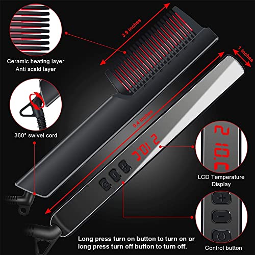 Peine cepillo alisador eléctrico para barba y cabello miniatura 2