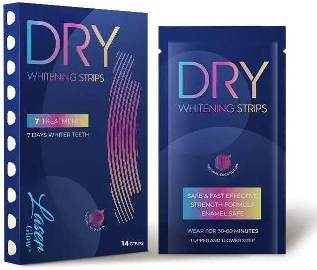 Generic LaserGlow Professional Teeth Whitening Strips - Fast and Effective Whitening Results with Non-Slip Technology for Residue-Free Whitening, Featuring Natural and Safe Ingredients (14 Strips)