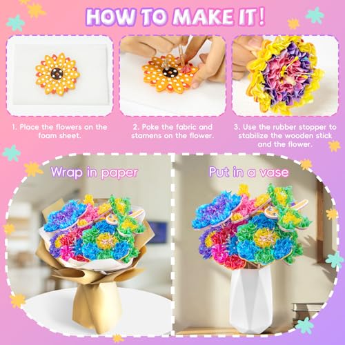 Dalugo Bastelset Kinder ab 6 4 5 Jahre, Leuchtende Blumen Basteln Mädchen 8 10 6 5 7 Jahre mit 20LED Lichterkette, Kreatives Geschenk für Mädchen 4-10, Basten Kindergeburtstag