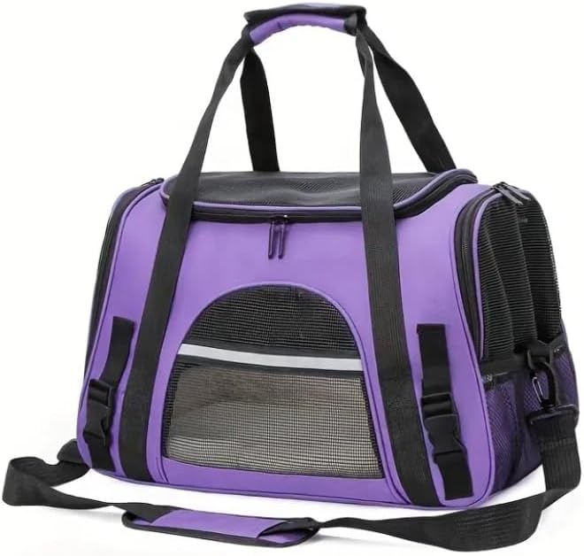 Mochila transportadora para mascotas Bolsa de lados suaves aprobada por aerolíneas para gatos y perros pequeños (hasta 15 libras), plegable, malla