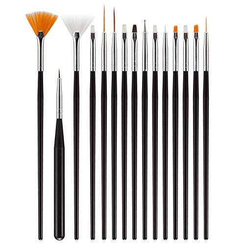 Acrylic Nail Art Brush, Nail Polish and Brushes for Nail Art, Nail Art Tips Builder Brush Nail Painting Brush Pen Set 15pcs