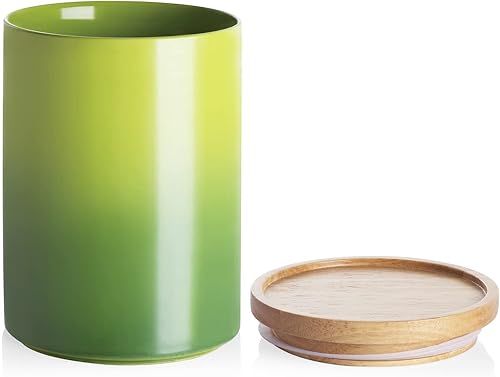 Miniatura 65 de SWEEJAR – Recipiente de cerámica para almacenamiento de alimentos, recipientes apilables con tapa hermética de madera para servir café molido, té