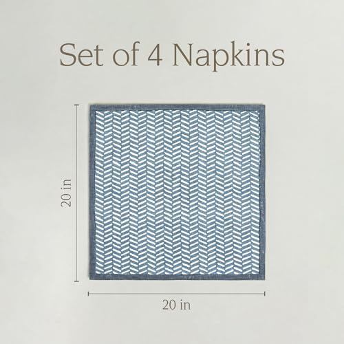 Servilletas de Tela Estampadas Azul Herringbone x4 miniatura 5
