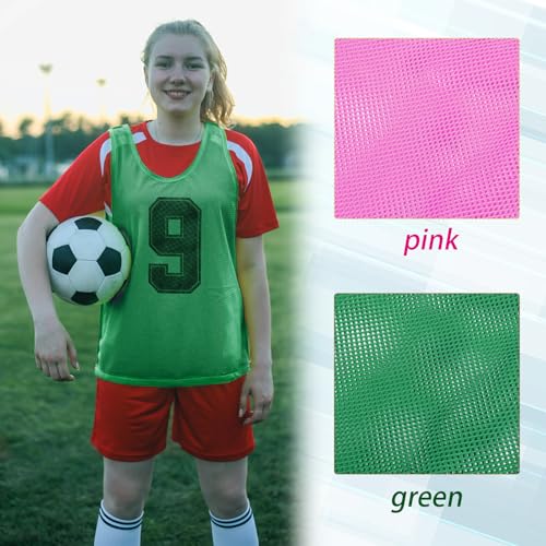 Image of Vabean 24 Pack Nylon Mesh Scrimmage Team Practice Vests Pinnies Jerseys Train Vest for Adult Sport Basketball Soccer Football