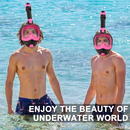 Máscara de Snorkel de Cara Completa Snorklix para Adultos y Niños con Sistema de Respiración Dry Top y Montura para Cámara Desmontable, Vista Panorámica de 180 Grados miniatura 6
