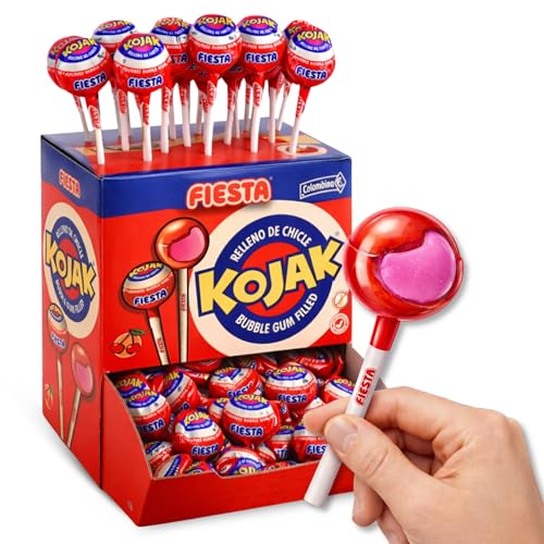 Caramelo con Palo sabor cereza, Caramelo relleno de Chicle Kojak,