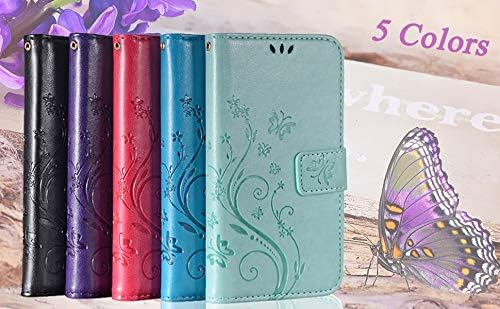 FLYEE Compatible with iPhone 11(6.1 inch,2019 Release),Wallet Case for Women and Girls with Card Holder Pu Leather Flip case Kickstand Protective with Card Slots-Embossed Flowers Purple