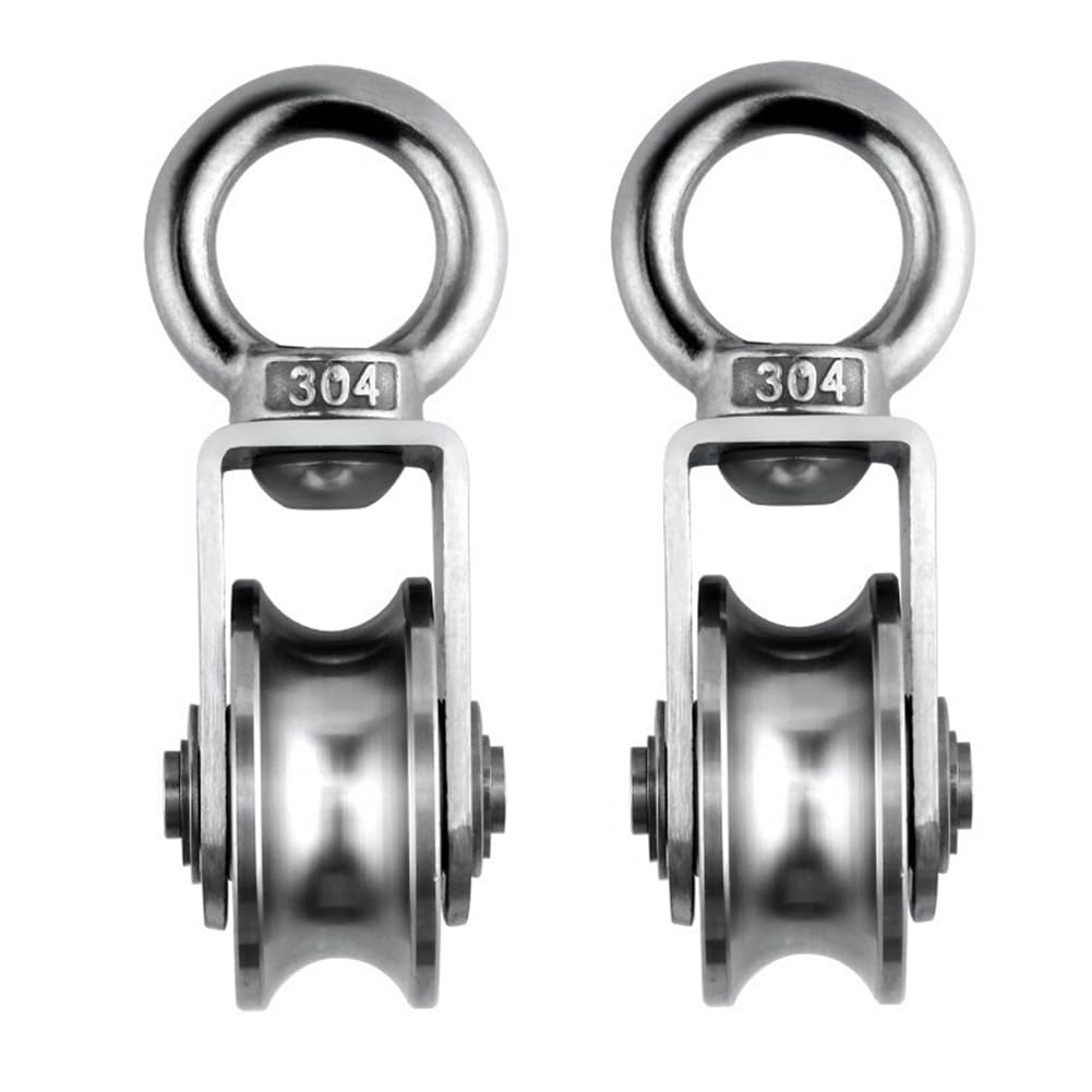 Ctrlzs Cable Pulley Wheel Stainless Steel Swivel Pulley Block Silence Rotation Traction Wheel For System Lifting Gym 2Pcs