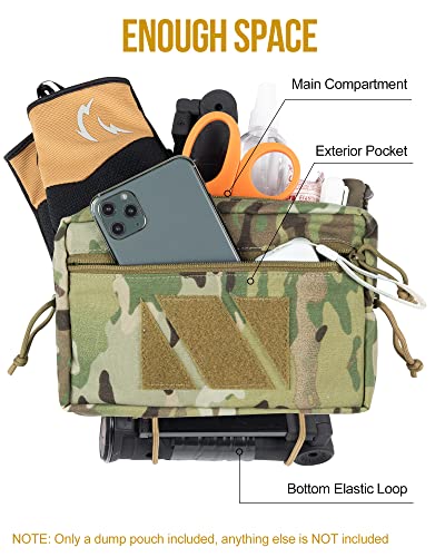 Onetigris Plus1S Dump Pouch, Drop Admin Pouch Tactical Fanny Pack Hook-And-Loop Add-On Tool Pouch Ifak Med Pouch For Tactical Vest Chest Rig, Multicam #TOP5