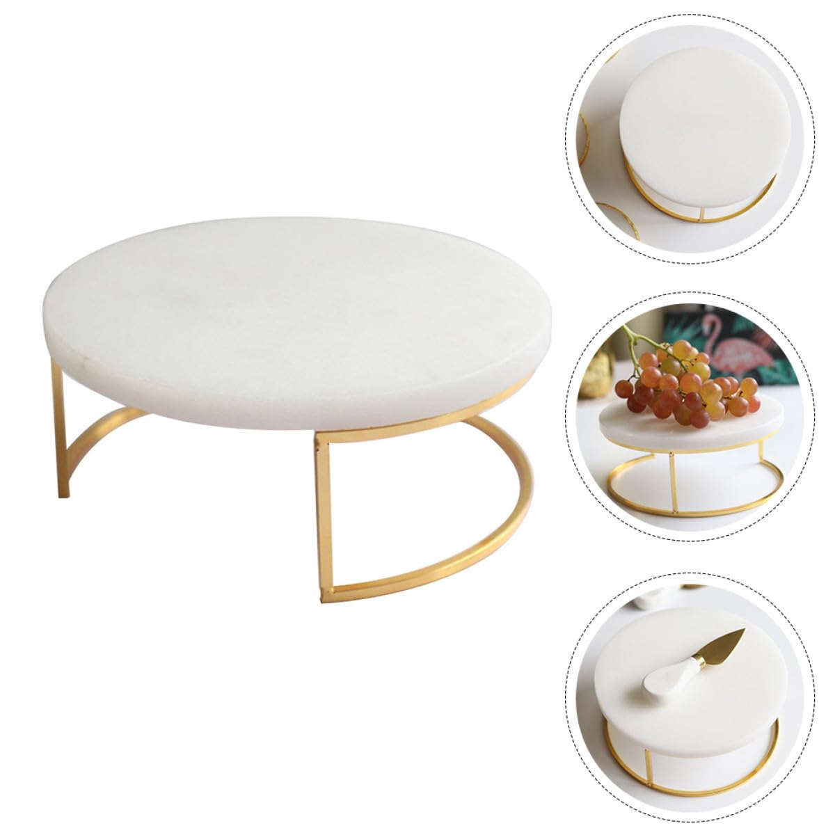 Lurrose Marmorkuchenständer mit Stabilem Fuß und Elegantem Design Dessertplattenhalter für Hochzeiten und Familienfeiern 20cm Durchmesser für Food Fotografie und Backzubehör