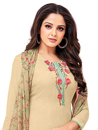 Image of AKHILAM Women's Cotton Blend Embroidered Unstitched Salwar Suit Material(29DMK50 Parent)
