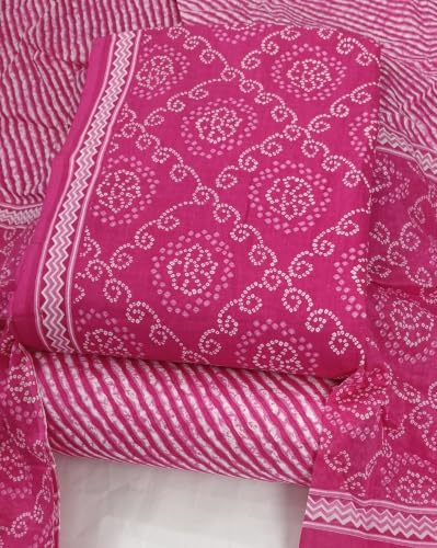 Image of DRAVINAM Trends Women's Premium Cambric Cotton Jaipuri Printed Unstitched Salwar Suit Dress Material with Mulmul Cotton Dupatta