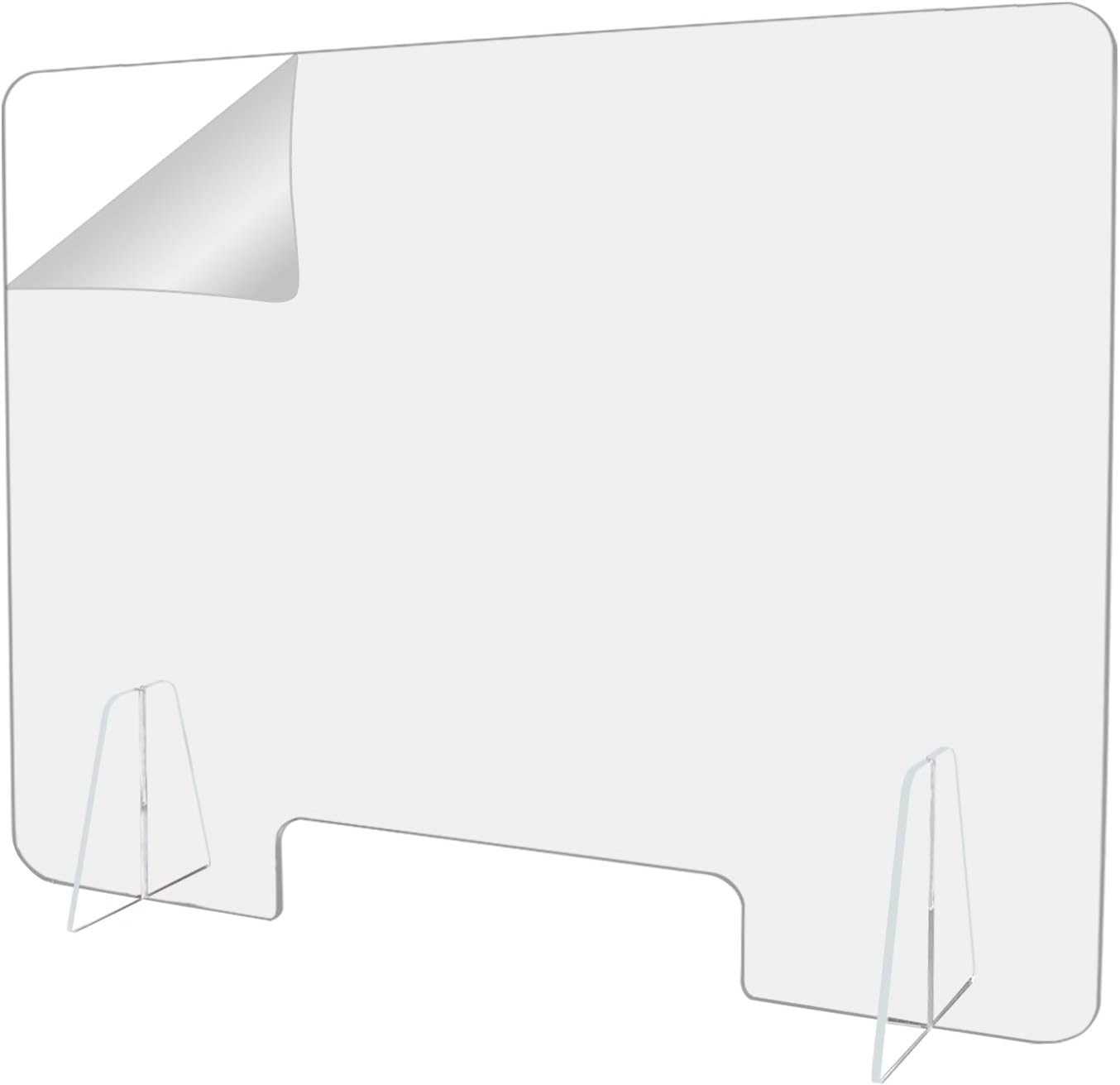 Protective Sneeze Guard, Clear Acrylic Plexiglass Freestanding Shield