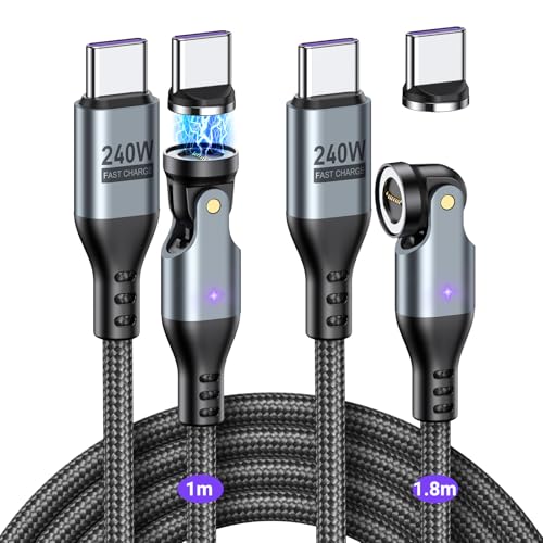 VAFOTON Magnetic USB-C Charging Cable 240W 2-Pack