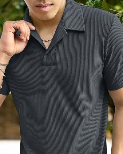 Image of I ENTERPRISE Cotton Blend Regular Fit Round Spread Collar Solid Short Sleeve T-Shirt for Men & Boys