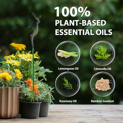 BugBai® Mosquito Repellent Outdoor Patio, 240 PCS Natural Plant-Based Citronella Oil Incense Sticks Indoor Home Pet Family Safe, DEET Free Bug Insect Control Repellent for Yard Garden Camping Fishing2