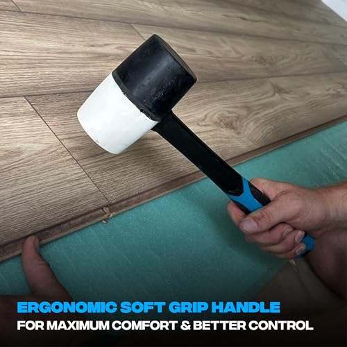 Image of OX Combination Rubber Mallet Nonmarking Rubber Mallet Hammer with Fibreglass Handle Multicolour 24 oz | Bounce-resistant, non-marking rubber mallet with ergonomic fiberglass handle for tile setting and general use.