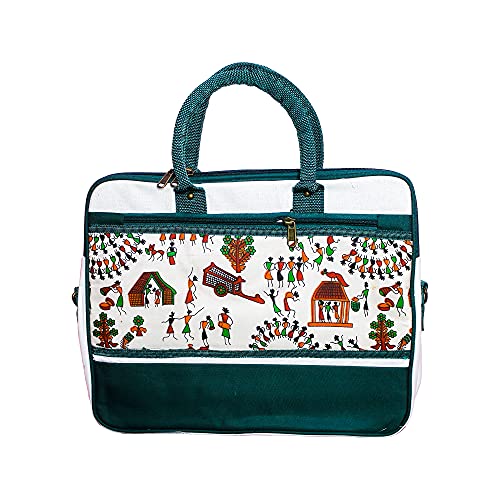 coku Womens Hand Briefcase Laptop Messenger Bag With 15.5 Inch Screen Multi-pocket, Detachable strap And Beautiful Painting On Front Or Back Side (Green & White) Best for businesswomen (B09GCB7827) Amazon Price History, Amazon Price Tracker