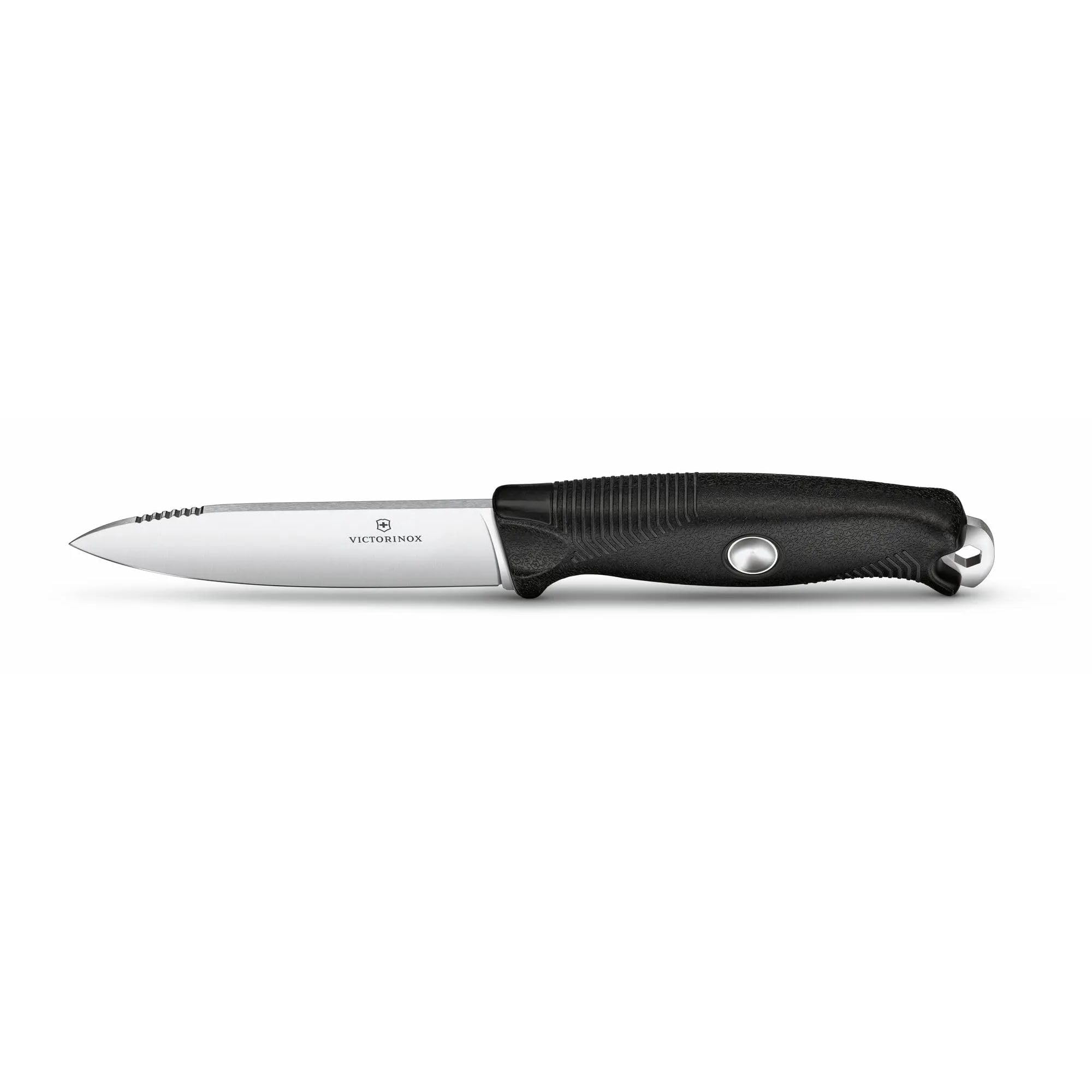 Victorinox Taschenmesser Venture Pro, 9 Funktionen, Feststehendes Outdoor Messer Inkl. 10,5 cm Klinge, Pinzette und Feuerstahl, Full Tang, Schwarz