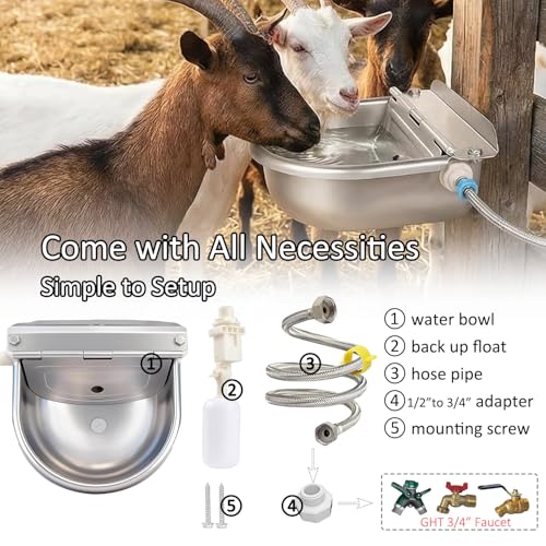 Automatic Water Dispenser for Dogs and Cats - Stainless Steel Dog Water Bowl Dispenser Outdoor Large Pets Waterer Feeder for Poultry and Livestock - Thumbnail 4