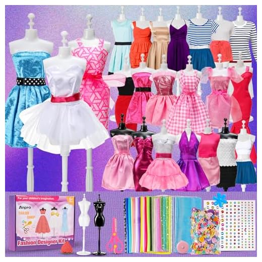 Anpro 650+ Pcs Fashion Designer Kit for Girls with 2 Mannequins,DIY Arts & Crafts Kit for Girls,Doll Clothes Making Sewing Kit Age 6-12 Toys