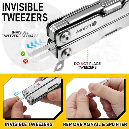 Image of BIBURY Mini Multitool BI2052A, 8 in 1 Keychain EDC Scissors w /Window Breaker, Seat Belt Cutter, Bottle Opener for Outdoor Survival, Multi Tool Cool Gadget TSA Approved, Gift for Men Women