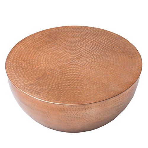 invicta INTERIOR Runder Couchtisch Orient II - 60cm - Kupfer Metall Aluminium - Hammerschlag Design - Handmade Wohnzimmertisch