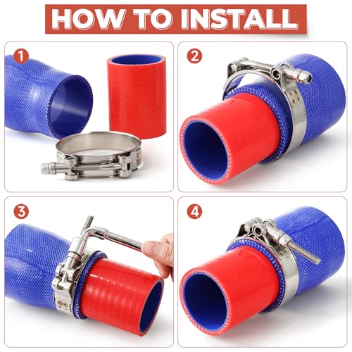 Image of AKIHISA T Bolt Hose Clamp, 7 Sizes 14Pcs Heavy Duty Hose Clamps, 304 Stainless Steel Hose Clamps, Working Range 41mm-83mm(1.61 inch-3.27'') Hose O.D.