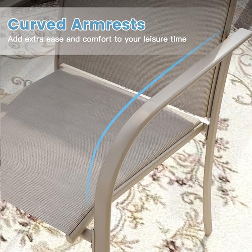 Image of DIFY Patio Dining Chairs Set of 4, Stackable Outdoor Metal Chairs for Garden, Porch and Lawn, Sandshell