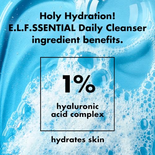 Image of e.l.f. SKIN Holy Hydration! e.l.f.ssential Daily Cleanser Mini | Gentle & Refreshing Gel-to-Foam Face Cleanser, Hydrated-Feel & Soft Skin, 1% Hyaluronic Acid Complex, Vegan & Cruelty-Free
