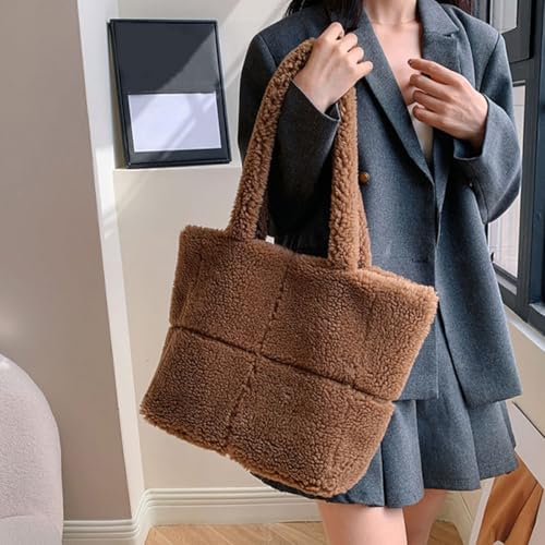 Sac à bandoulière unique en peluche café idéal pour le quotidien en ville - 3