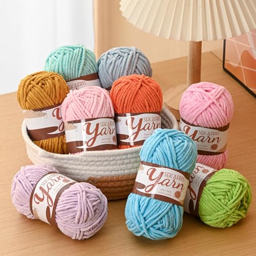 Image of 2 Pack Fluffy Velvet Yarn for Crocheting,Baby Blanket Yarn for Crocheting Soft,100g(131yds) Amigurumi Yarns,Plush Chenille Crochet Yarns,Puzzle Yarn for Crochet Weaving Craft(2 Coffee)