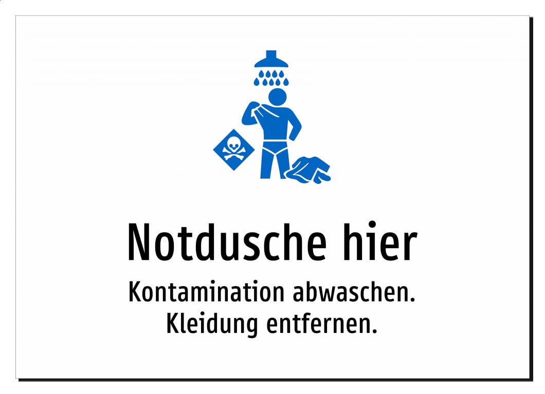 36365-DE-S-08 | Notdusche hier - Kontamination abwaschen. Kleidung