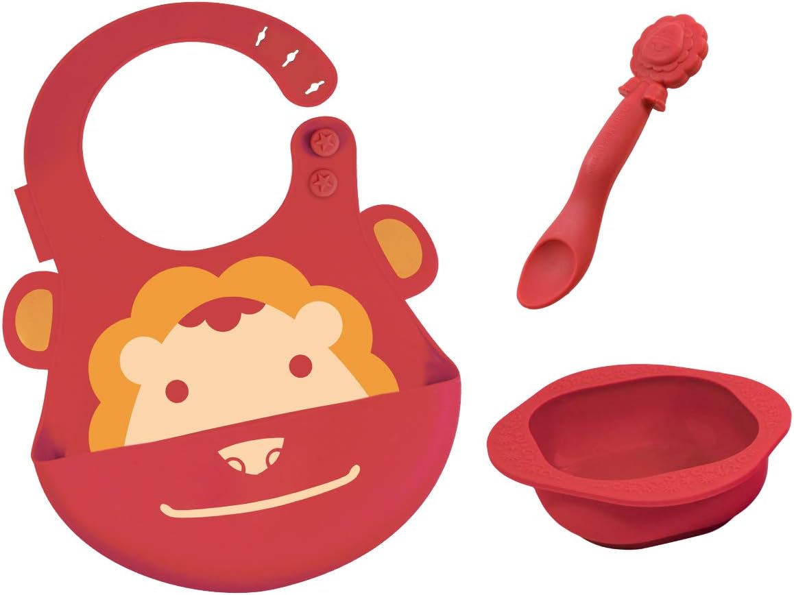 Marcus Marcus Baby Feeding Giftset | Bib, Bowl and Spoon Set (Red)