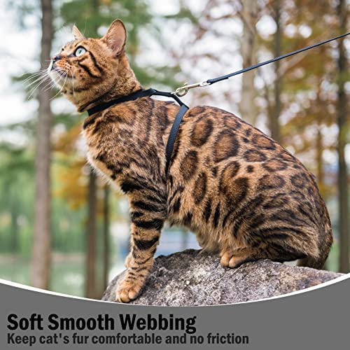 Pupteck Adjustable Cat Harness Nylon Strap Collar With Leash Black #TOP6