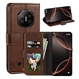 UOGNADGD Leder-Flip-Hülle Kompatibel mit Doogee Fire 3 Ultra Geldbörsen-Hülle mit Kartenfächern, Magnetverschluss, Kickstand, RFID Stoßfest (Dunkelbraun)