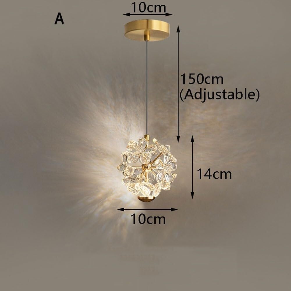 Modern 3-Color Pendant Lights French Bedside Crystal Mini Hanging Lamp Ceiling Luxury Crystal Chandeliers for Dining Room Bedroom Kitchen Island Foyer Farmhouse Bathroom Indoor Decor(A style)