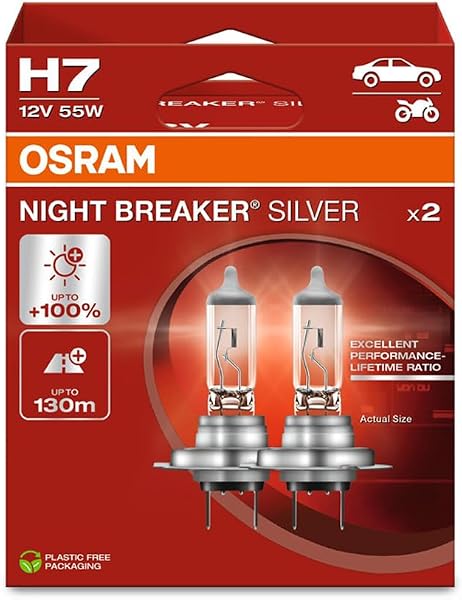 OSRAM NIGHT BREAKERĀ® SILVER, H7, halogen headlight lamps, Hanging folding box (2 lamps) - 1