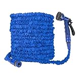 Expandable Garden Hose Pipe,Weather Resistant Durable Hose, Premium Expandable Garden Hose - Flexible and Lightweight with 7 Function Spray Nozzle - Anti Leak, Kink Free, HIGH Pressure (50FT, Blue)