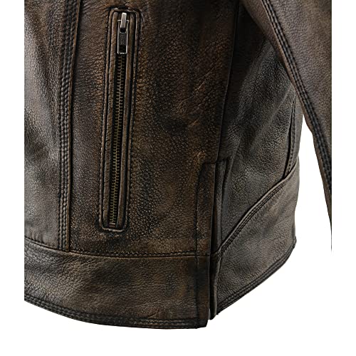 Milwaukee Leather Men's Distressed Brown Motorcycle Jacket W/ Venting (Large) #TOP5